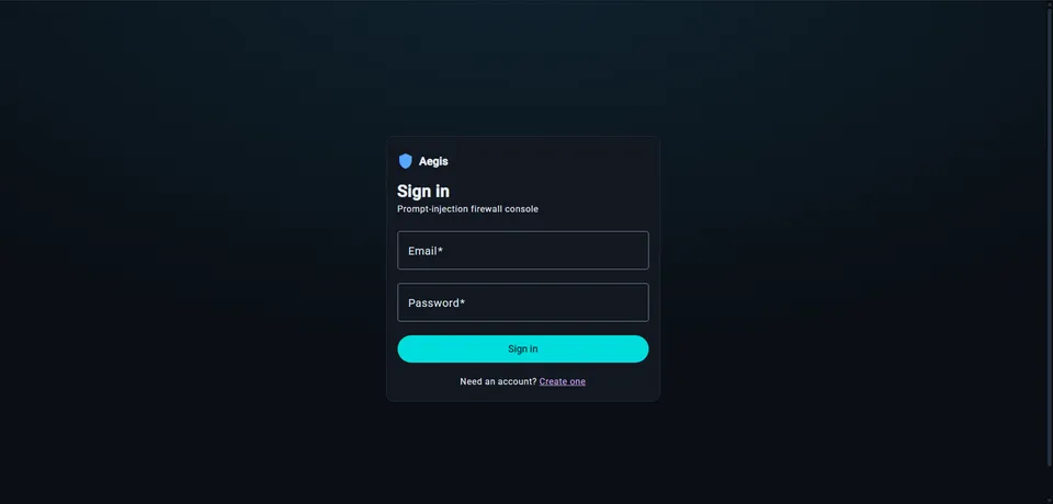 Aegis sign-in screen for the security-ops console